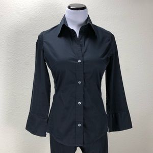 Banana Republic Black 3/4 Sleeve Button Down Top